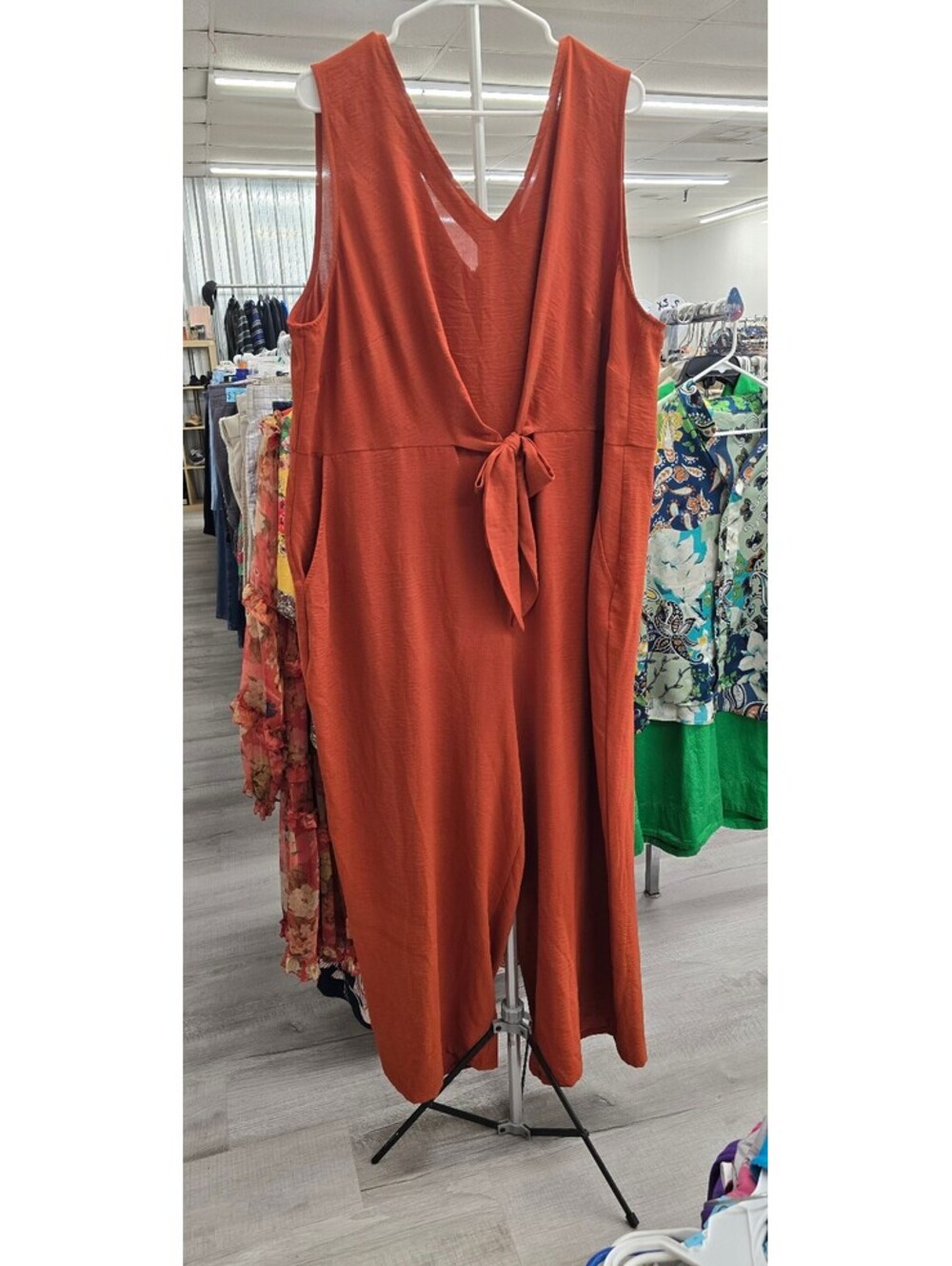 MSK women’s size 3XL sleeveless jumpsuit in a rich rust-orange color.
